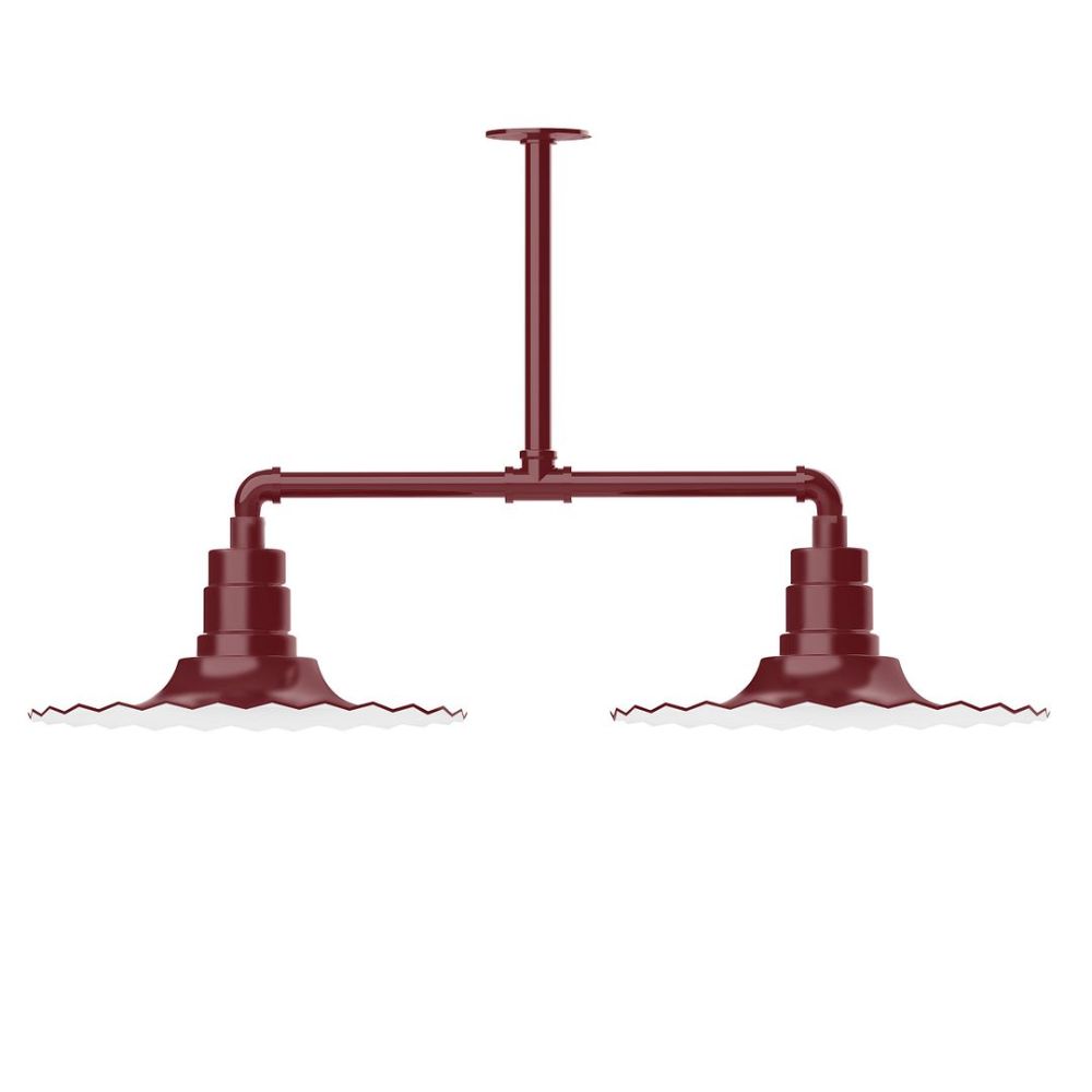 Montclair Lightworks MSD159-55-T30 16" Radial shade, 2-light stem hung pendant, Barn Red
